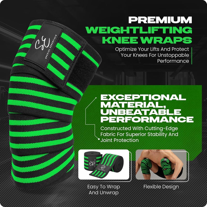 Special Essentials Store Knee Wraps for Weightlifting with Strap (2 Pack) - 72 Inches Flexible Support for Men & Women, for Powerlifting, Squats, Leg Press, and Cross Training - Image 2